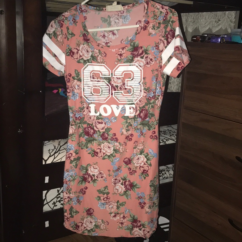 Pink floral body con fitted dress